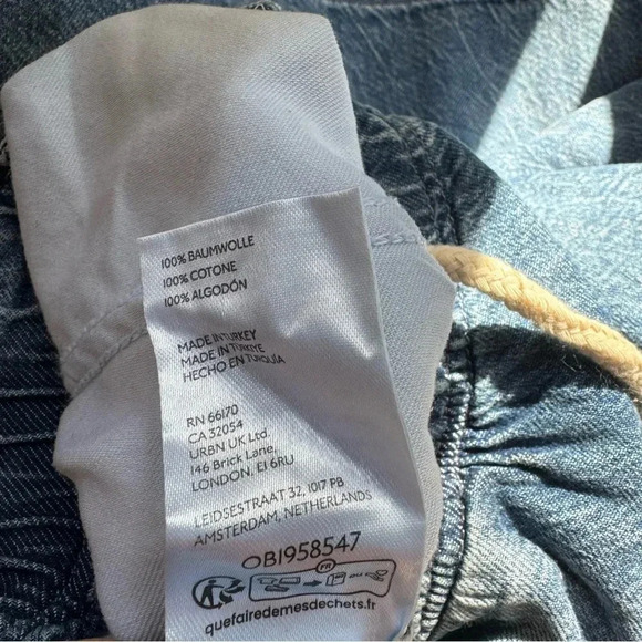 New Anthropologie Pilcro Drawstring Pull-On Wide-Leg Jeans Denim Blue Large - Picture 13 of 14